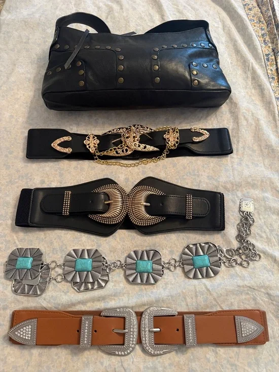 Black Studded faux Leather Shoulder Bag - Women Accessories BUNDLE !!! - Picture 1 of 1